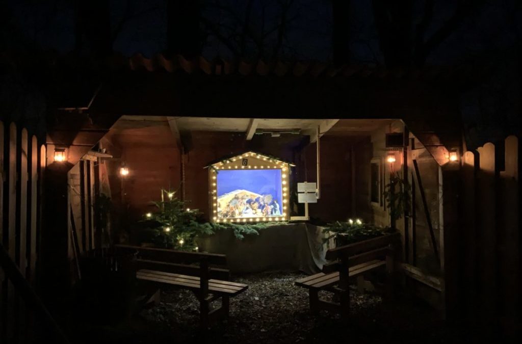 Ein leuchtender Pfad führt durch die Weihnachtsgeschichte