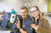 Brachten die defekte Kaffeemaschine mit: Jeannot Leisi und  Camille Vuillème, Môtier